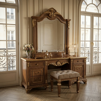 Maßgefertigtes Luxuriöses Neoklassisches Königliches Schlafzimmer-Set Massivholz Blattgold-Bettmöbel für 5-Sterne-Hotel & Villa FF&E-Projekt