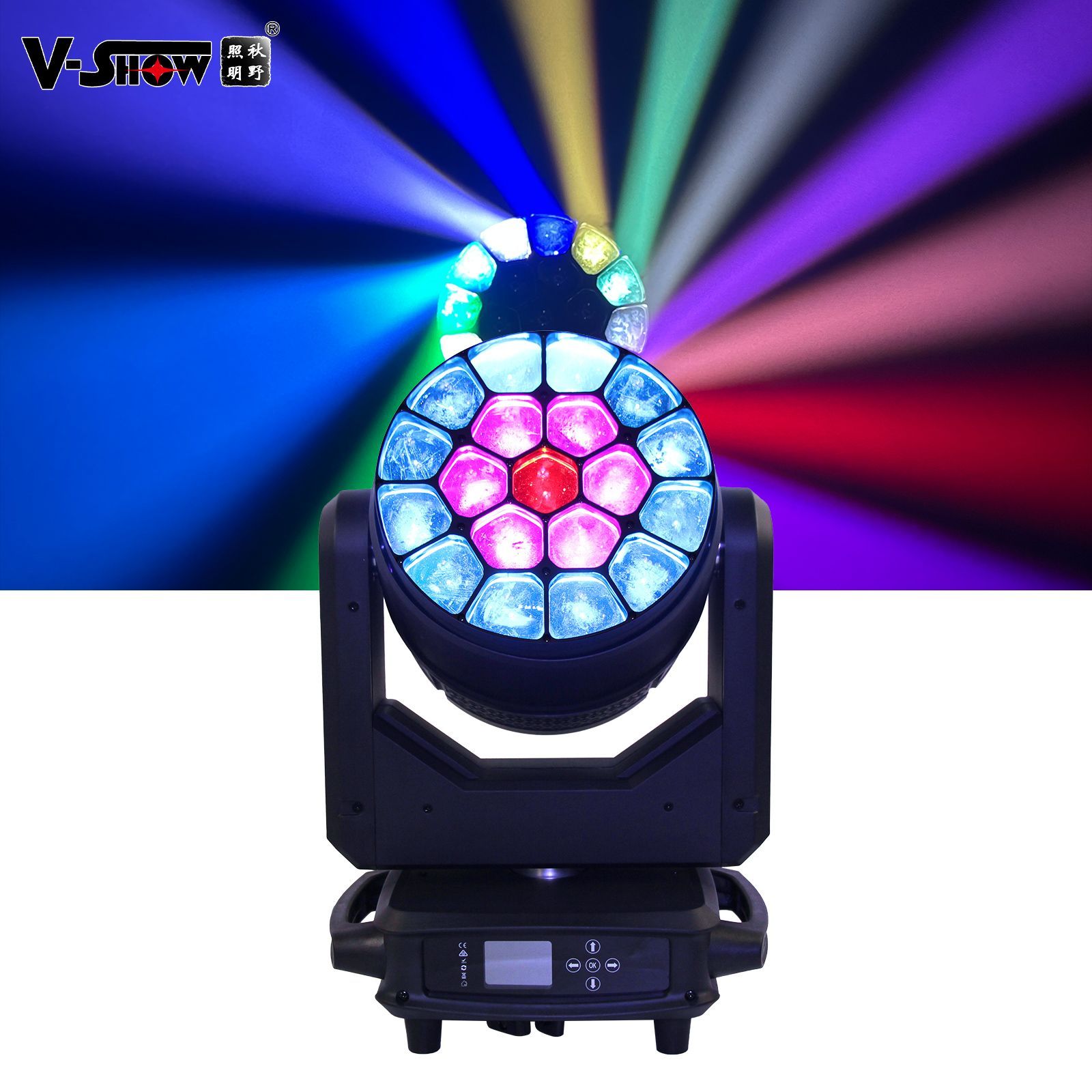 VSHOW Bee Eyes R1940L 19PCS 40W RGBW 4in1 with CTO LED Moving Head Light Wash Zoom CTO Stage DMX DJ Disco Party Lights