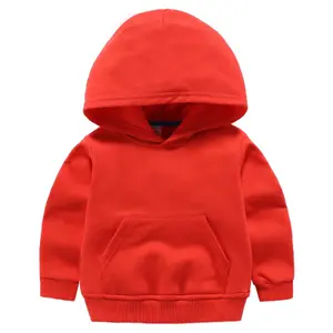 Felpa con cappuccio tinta unita in cotone personalizzato per bambini felpa con cappuccio