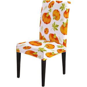 À la mode Halloween automne citrouille motif chaise couvre ensemble 4 extensible amovible lavable pour salle à manger cuisine meubles Protection - Product Image 4