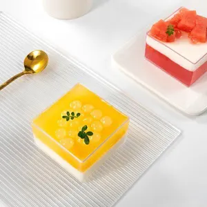 Vierkante Food Grade Transparante Bruiloft Gunst Dozen Kleine Tiramisu Snoepjes Dessert Doos Verpakking Doorzichtige Ps Doos Met Deksel