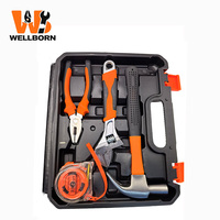 Ensemble d'outils en acier WELLBORN professionnel personnalisé de 19 pièces, garantie de 3 ans, étui rigide, fonctionnement manuel pour la maintenance intérieure et le bricolage à domicile