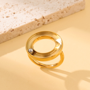 Anello Aperto Scorrevole a Cerchio Cavo in Acciaio Inossidabile con Placcatura PVD, Impermeabile, Elegante, di Design, per Commercio all'Ingrosso - Product Image 3