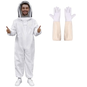 Combinaison d'apiculture blanche avec voile et gants en peau de chèvre Vêtements complets - Product Image 1