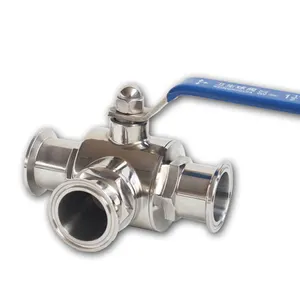 High quality Sanitary three way Ball valve 1" 25mm stainless steel Food grade Sanitary clamp Ferrule Quick connect ball valve