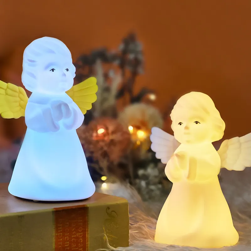 Vendita calda angelo prega ragazza Led lampada in Silicone regalo per bambini RGB luce tavolo Decor bambini casa camera da letto festa decorativa luce notturna