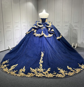 Vestidos de 15 Años Azules con Dorado, Vestidos de Quinceañera 2025, Vestidos de Fiesta, Vestidos en Liquidación, Envío <span class=keywords><strong>Gratis</strong></span> - Product Image 3