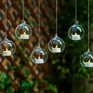 Porte-bougie à bulles en verre soufflé à la main pour la décoration intérieure et extérieure, cadeaux de bricolage