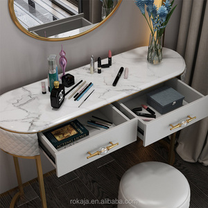 A buon mercato Moderno Piano In Marmo Comò Comò Con Specchio Ovale Classico Italiano Con Sedia di Casa Camera Da Letto Mobili Set - Product Image 3