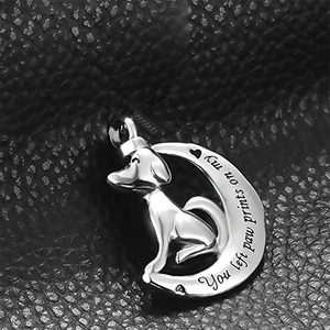 Collier d'urne de crémation pour animaux de compagnie, pendentif souvenir de chien et de lune, bijoux commémoratifs pour femmes et hommes, motifs de patte gauche sur mon cœur - Product Image 5