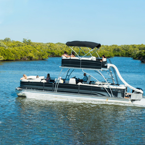 Bote Pontón de Dos Pisos <span class=keywords><strong>Ecocamper</strong></span> 2021 de 27 Pies con Tobogán y Toldo Bimini en Venta a Bajo Precio - Product Image 1