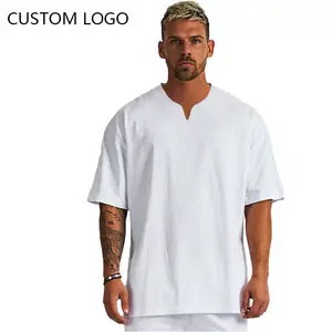 2023 Custom screen printing Logo Blank sport t-shirt 95% Cotton 5% Spandex tee plain designer gym Oversized v neck men t shirts