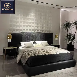 Cadre Luxe Moderne Dernier Design Lumière Deux Personne King Queen size Luxe Italien Marier Complet Lit De Chambre De Luxe