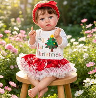 Poupée Reborn de 22 pouces, en résine haute qualité, poupée d'exportation transfrontalière, bébé réaliste, tenue de Noël, jouet mignon pour bébé