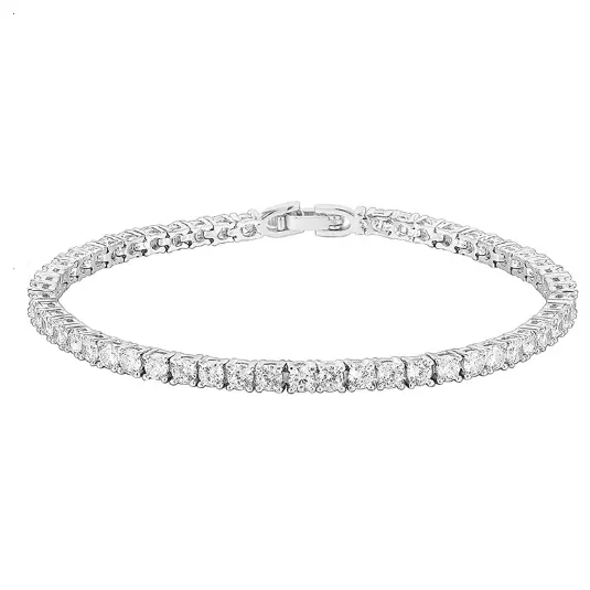 14K Gold Plated Cubic Zirconia Classic Tennis Bracelet | Gold Bracelets for Women | Size 6.5-7.5 Inch