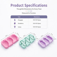 Moule à sucettes glacées en silicone de qualité alimentaire, 3 cavités ananas, sans BPA, pour la fabrication de glaces maison avec bâtonnets pour enfants, vente en gros usine