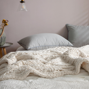 Mk Oeko-tex Crochet Handmade Weight Tube Yarn Soft <strong>Black</strong> Chunky Knit <strong>Throw</strong> Giant Knot Pet Knitted <strong>Blanket</strong> - Product Image 4