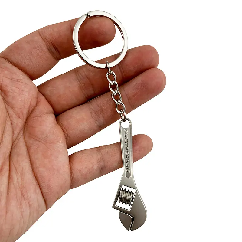 Metal Keychain Custom Logo Spanner Shaped Keyring Mini Practical Tool Key Chain Wholesale