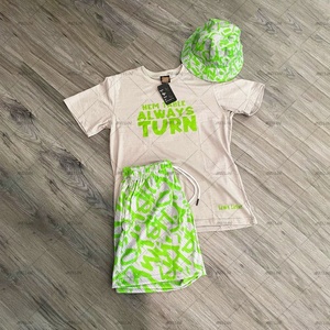 Ensembles de shorts d'été personnalisés pour hommes, survêtement à logo personnalisé, ensemble deux pièces à manches courtes, streetwear ample unisexe - Product Image 5