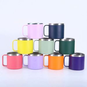 แก้วกาแฟสแตนเลสคลาสสิก เหมาะสำหรับเดินทาง ใส่เบียร์ ไวน์ สำหรับแคมป์ปิ้ง ปาร์ตี้ ของขวัญ ขนาด 12 ออนซ์ 14 ออนซ์ พร้อมฝาปิด - Product Image 1