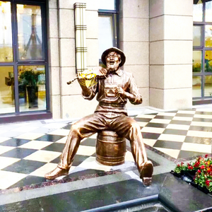 Decorazione del paesaggio all'aperto scultura in bronzo musicista che suona la statua del violino - Product Image 1