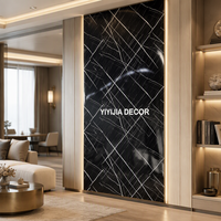 Papan Marmer PVC UV Motif Emas Putih Tahan Air Anti Gores Panel Dinding Marmer Buatan untuk Kamar Mandi Dapur Latar Belakang TV