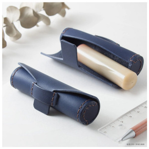 Bolsa de almacenamiento para sellos de oficina, bolsa portátil para cosméticos y lápices labiales, estuche protector de cuero para lápices labiales. - Product Image 3