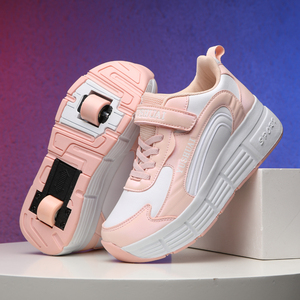 Usine extérieur respirant chaussures fille automatique Rollerskate garçon baskets à roues deux roues déformation Pop chaussures - Product Image 1