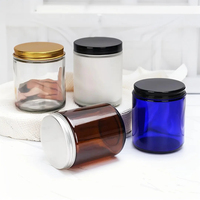 Vente en gros 100ml 200ml clair givré bleu ambre crème pour le visage bougie pot en verre récipient cosmétique avec couvercle en aluminium