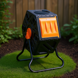 Vevor Composteur manuel compact à chambre unique de 18,5 gallons en acier, aérateur de jardin noir - Product Image 2