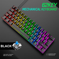 Clavier de jeu optique mécanique T60, interrupteur bleu, 62 touches, USB Type C, filaire, RGB, 18 lumières, PC Gamer