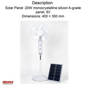 16 Inch Solar Stand <b>Fan</b> 3 High-Speed Large Capacity Lithium Battery Operated <b>Remote</b> <b>Control</b> Outdoor Household Rechargeable <b>Fan</b> J - Product Image 6