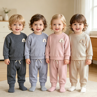 Ensemble Sweat-shirt et Pantalon de Jogging Unisexe en Coton pour Bébé, Motif Arc-en-ciel, Col Rond en Maille Côtelée, Tenue d'Automne pour Nouveau-né – Vente en Gros