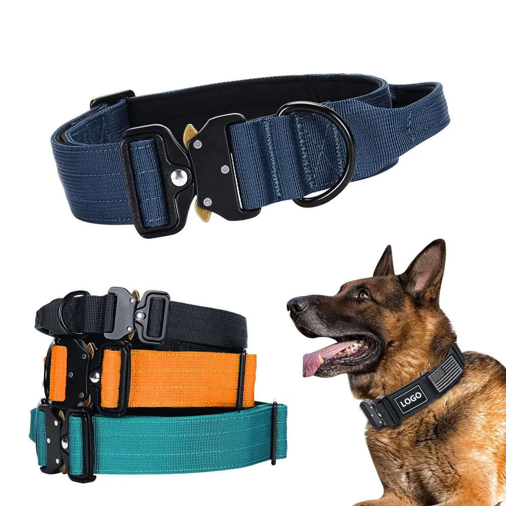 Vente en gros de collier pour chien avec poignée Collier rembourré souple de berger allemand pour chiens de taille moyenne et grande Collier tactique robuste pour chien