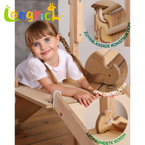 Estructura de Escalada de Madera Multifuncional Montessori con Tobogán, Cuerdas, Barras de Mono, Anillas de Gimnasia y Escalera para Niños, Juego Interior y Exterior - Product Image 3