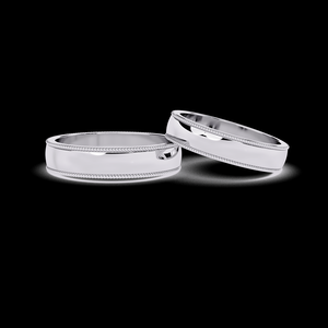 14K <b>Gold</b> Luxury Mil Grain Edge Design <b>Couples</b> Wedding Bands Set His And Hers Diamond <b>Rings</b> For Weddings Indian Supplier - Product Image 3