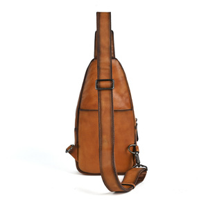 Bolso de pecho de cuero genuino para hombre, color marrón café, de gran capacidad, para viajes de ocio - Product Image 4