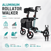 Simplywalk Déambulateur pliant compact en aluminium à 4 roues, capacité 136 kg, facile à plier, pour personnes âgées et centres de réadaptation, fournisseur OEM