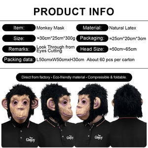<span class=keywords><strong>Masque</strong></span> en <span class=keywords><strong>latex</strong></span> amusant de <span class=keywords><strong>singe</strong></span> aux cheveux noirs pour fête, rassemblement, costume d'Halloween, mascarade, jouet amusant, accessoire d'événement - Product Image 2
