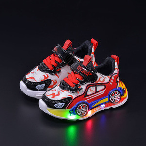 Nuove Sneakers Luminose Primavera-Autunno 2026, <span class=keywords><strong>Scarpe</strong></span> Casual per Bambini <span class=keywords><strong>con</strong></span> Disegni di Auto, Calzature in PU Leggere Anti-Odore e Impermeabili per Bambini - Product Image 5
