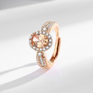 Set di Anelli da Donna in Ottone Placcato Oro Champagne con Zirconi Micro Pavé a Forma di Goccia d'Acqua, Elegante e Raffinato, Multicolore di Alta Qualità - Product Image 4