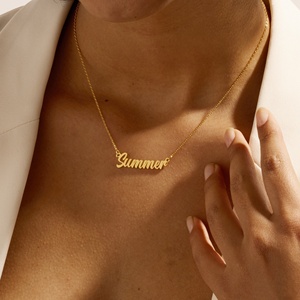 Collana Minimalista Personalizzata con Nome in Acciaio Inossidabile 316L Placcato Oro 18K PVD, Impermeabile e Antiossidante, Regalo per la <span class=keywords><strong>Festa</strong></span> <span class=keywords><strong>della</strong></span> <span class=keywords><strong>Mamma</strong></span> - Product Image 3