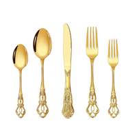 Ensemble de couverts de luxe baroque en acier inoxydable, couteau, fourchette, cuillère, ensemble de couverts dorés royaux pour mariage, restaurant
