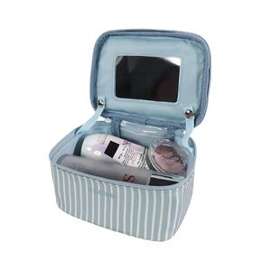 กระเป๋าเครื่องสำอางพกพาขนาดเล็กพร้อมไฟกระจก, กระเป๋าใส่ของใช้ในห้องน้ำสำหรับเดินทาง, กระเป๋าจัดระเบียบเครื่องสำอางแบบซิป น้ำหนักเบา ผลิตจากโพลีเอสเตอร์ เวียดนาม - Product Image 6