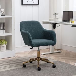 DB moderne Teddy tissu matériel hauteur réglable 360 chaise de bureau à domicile tournante avec pieds en métal doré et roue universelle pour - Product Image 6