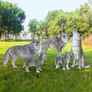 Escultura <span class=keywords><strong>de</strong></span> fibra <span class=keywords><strong>de</strong></span> vidrio <span class=keywords><strong>de</strong></span> <span class=keywords><strong>animales</strong></span> <span class=keywords><strong>de</strong></span> lobo artificial ecológica al aire libre para Parque bosque área escénica césped zoológico decorativo - Product Image 1