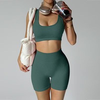 AppConfig KB Ensemble 2 pièces écologique, respirant, extensible dans quatre directions, anti-transpiration, séchage rapide, short taille haute avec logo sur le devant