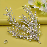 Élégante Grande Pierre Précieuse Brillante, Applique Florale 3D Faite à la Main en Fil Métallique avec Perles de Cristal et Strass pour Accessoires de Robe de Mariée