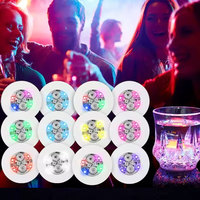 Sous-verre lumineux transparent rond à LED multicolore changeant de couleur pour la maison, les événements, les mariages et les bars
