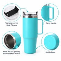 Vente en gros de gobelets isothermes en acier inoxydable à double paroi de grande capacité (40 oz) avec couvercle et poignée pour les voyages en voiture